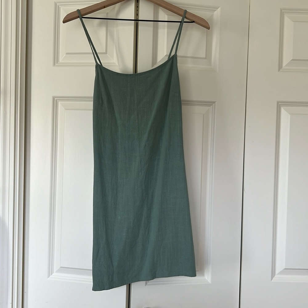 Linen Sage Green Mini Dress